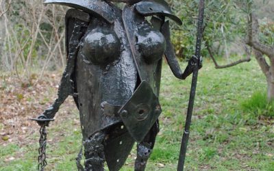 Naine Guerrière – Sculpture Acier Bois