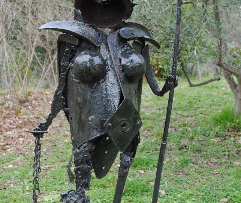 Naine Guerrière – Sculpture Acier Bois