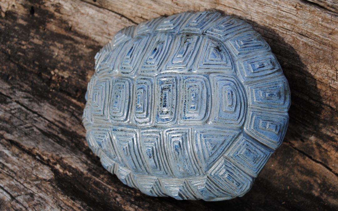 Carapace Tortue Bleue – Sculpture Céramique